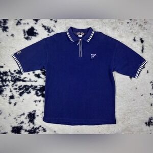 CCM NHL St. Louis Blues Hockey Vintage Short Sleeve Polo Shirt Size XL
